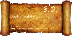 Baahr Dukász névjegykártya